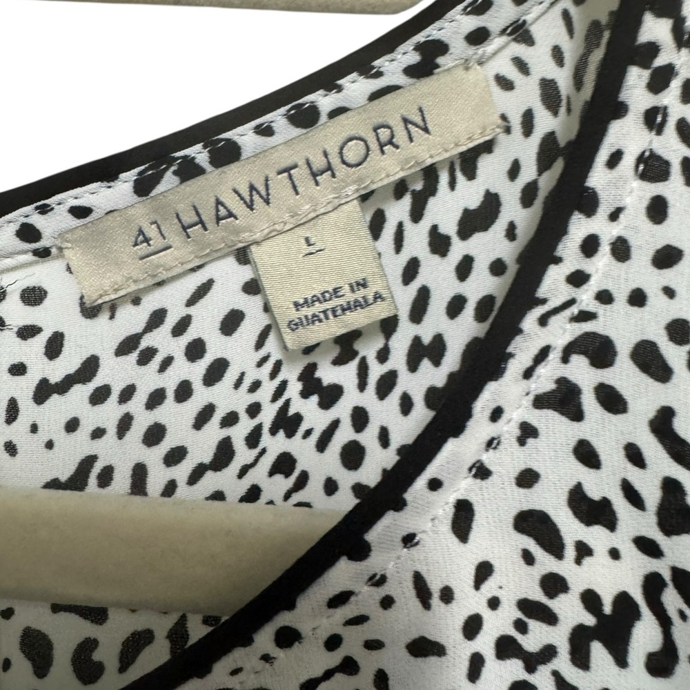 41 Hawthorn Black & White Speckled Short Sleeve Blouse Size L - Picture 3 of 8